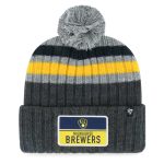 mens milwaukee brewers 47 gray stack cuffed knit hat with pom | Milwaukee Brewers Hats MLB Hats & Jerseys Collection