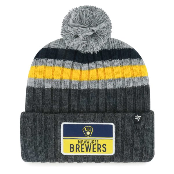 mens milwaukee brewers 47 gray stack cuffed knit hat with pom | Milwaukee Brewers Hats MLB Hats & Jerseys Collection