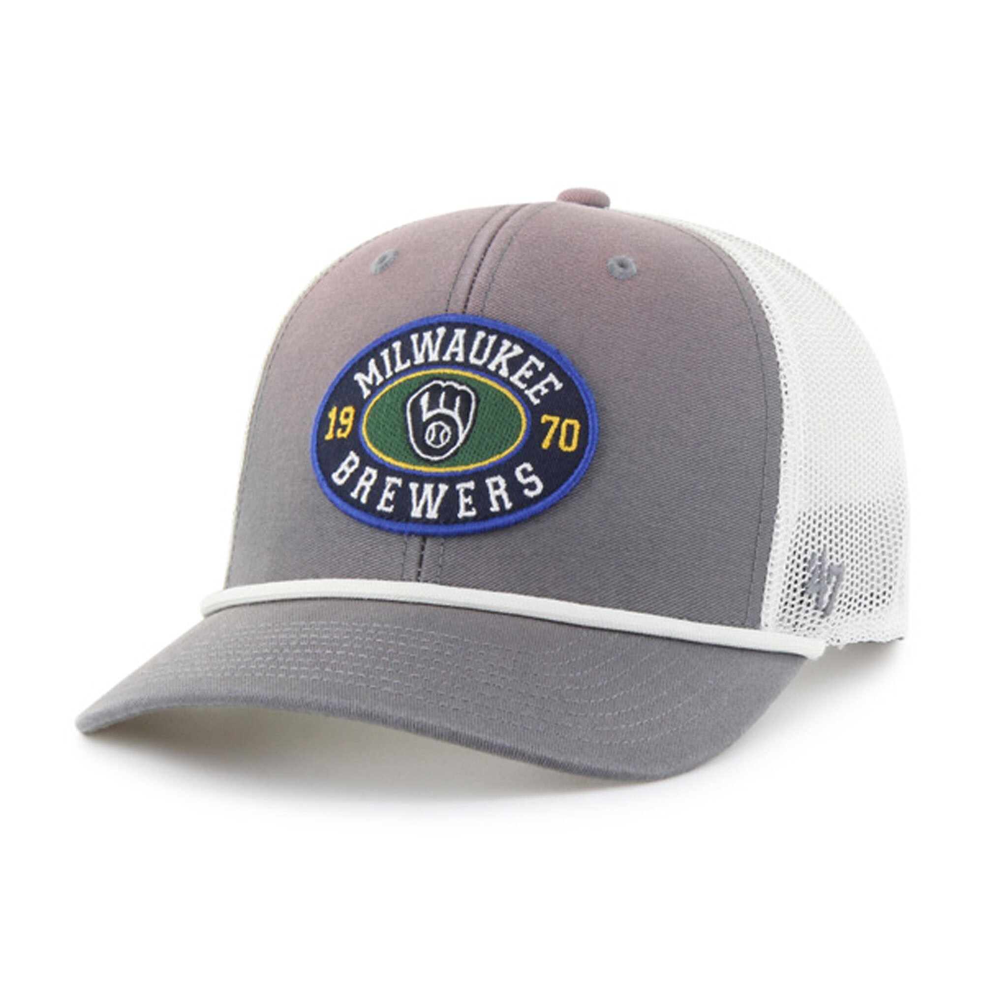 mens milwaukee brewers 47 graywhite tide sweep rope trucker adjustable hat | Milwaukee Brewers Hats MLB Hats & Jerseys Collection