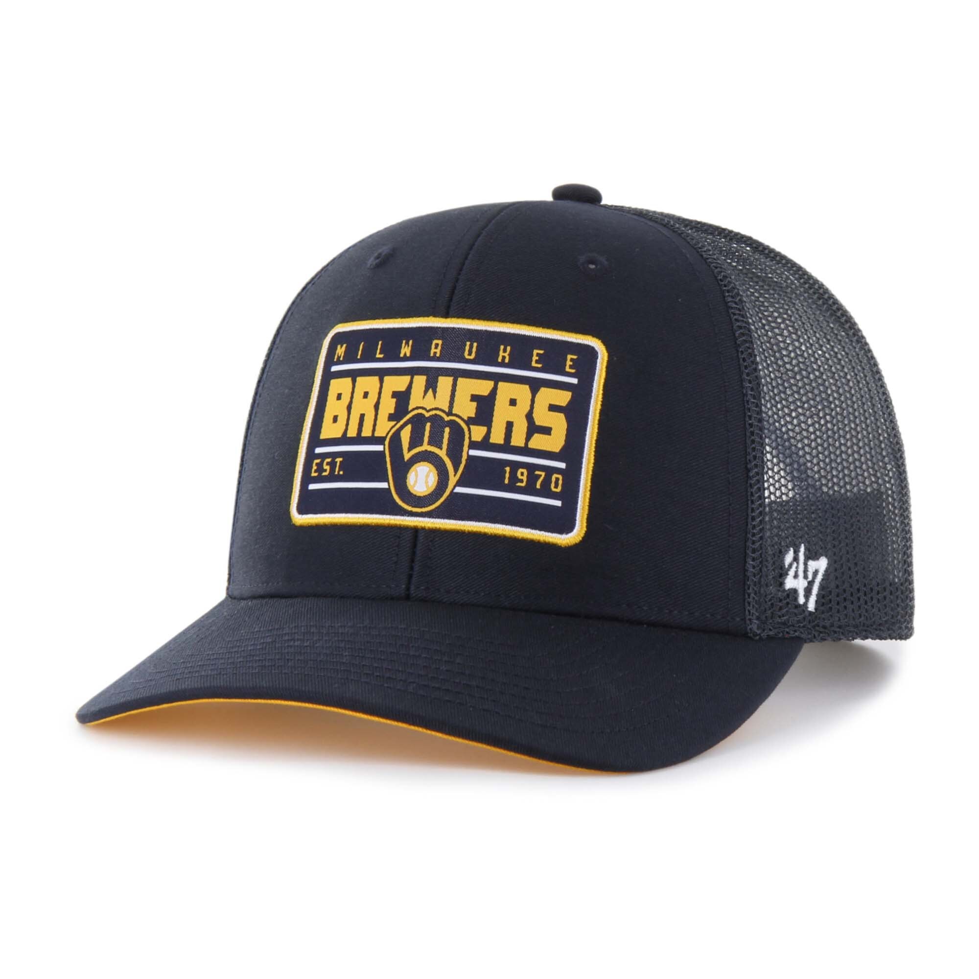 mens milwaukee brewers 47 navy hardline trucker adjustable hat | Milwaukee Brewers Hats MLB Hats & Jerseys Collection