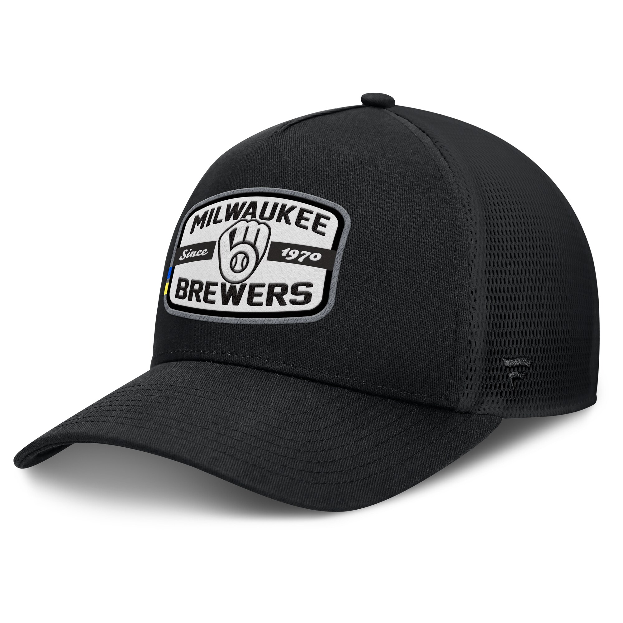 mens milwaukee brewers fanatics black team patch a-frame trucker snapback hat | Milwaukee Brewers Hats MLB Hats & Jerseys Collection