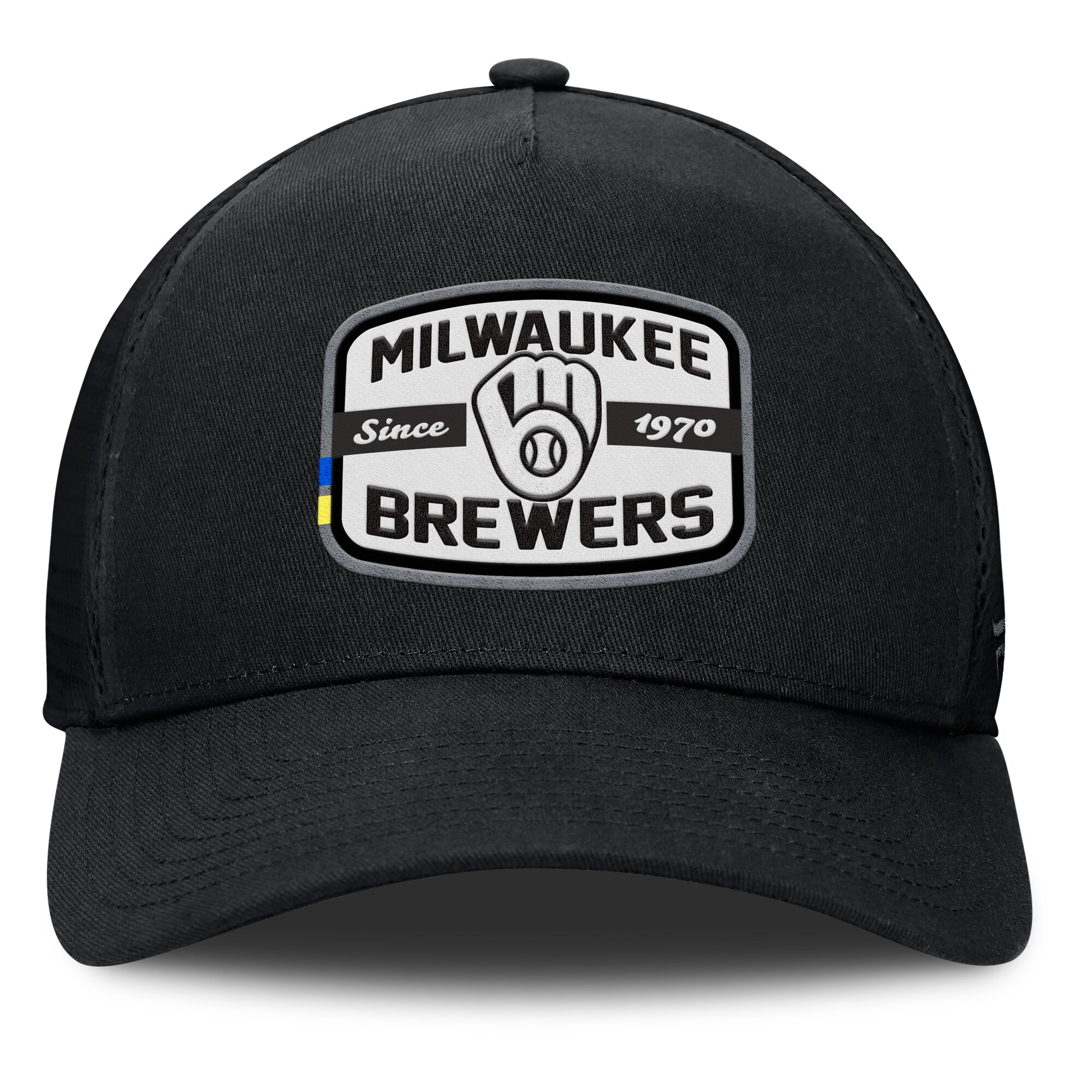 mens milwaukee brewers fanatics black team patch a-frame trucker snapback hat | Milwaukee Brewers Hats MLB Hats & Jerseys Collection