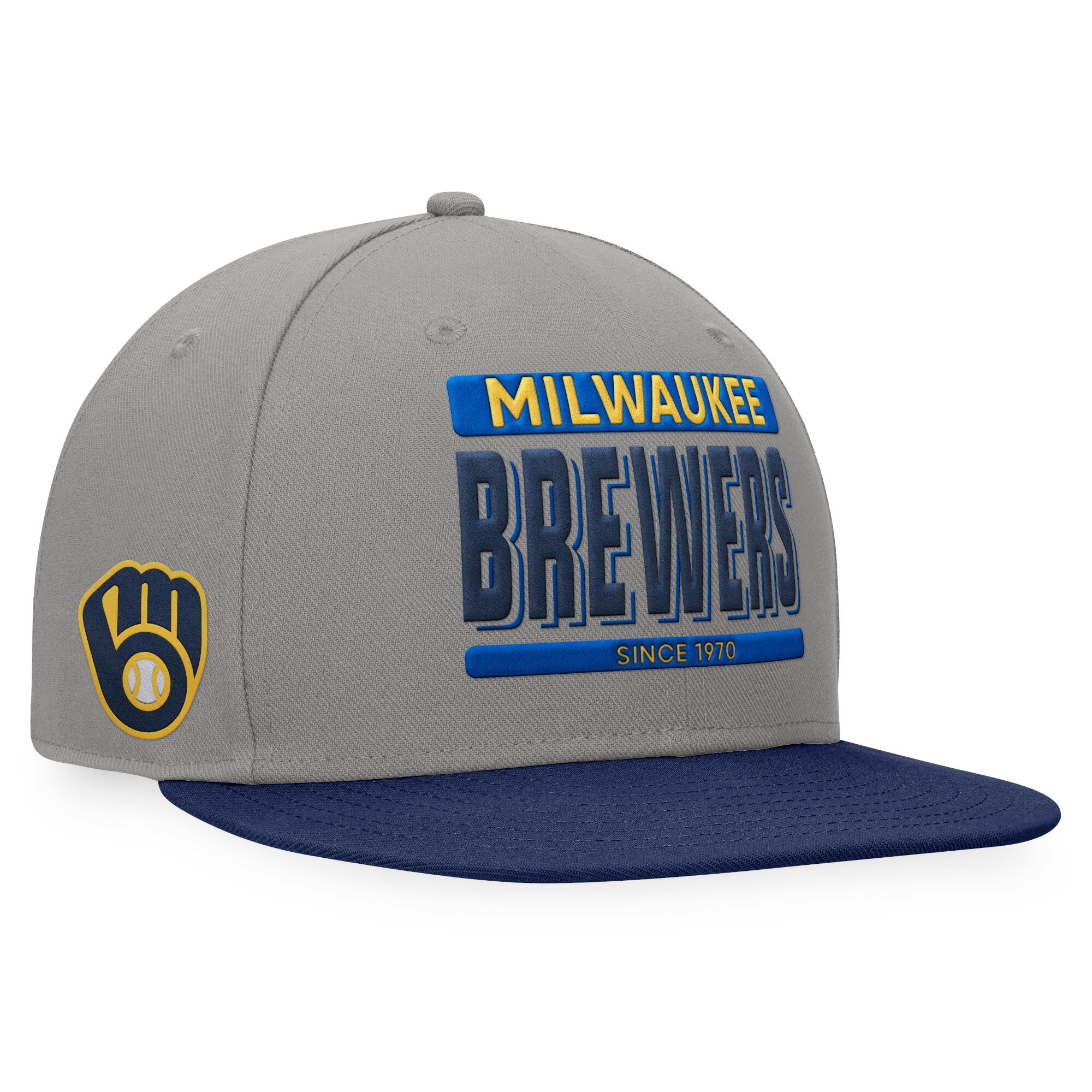 mens milwaukee brewers fanatics graynavy line drive two-tone snapback hat | Milwaukee Brewers Hats MLB Hats & Jerseys Collection