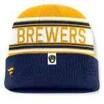mens milwaukee brewers fanatics navy fundamental team stripe cuffed knit hat | Milwaukee Brewers Hats MLB Hats & Jerseys Collection