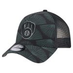 mens milwaukee brewers new era black 9forty a-frame trucker adjustable hat | Milwaukee Brewers Hats MLB Hats & Jerseys Collection