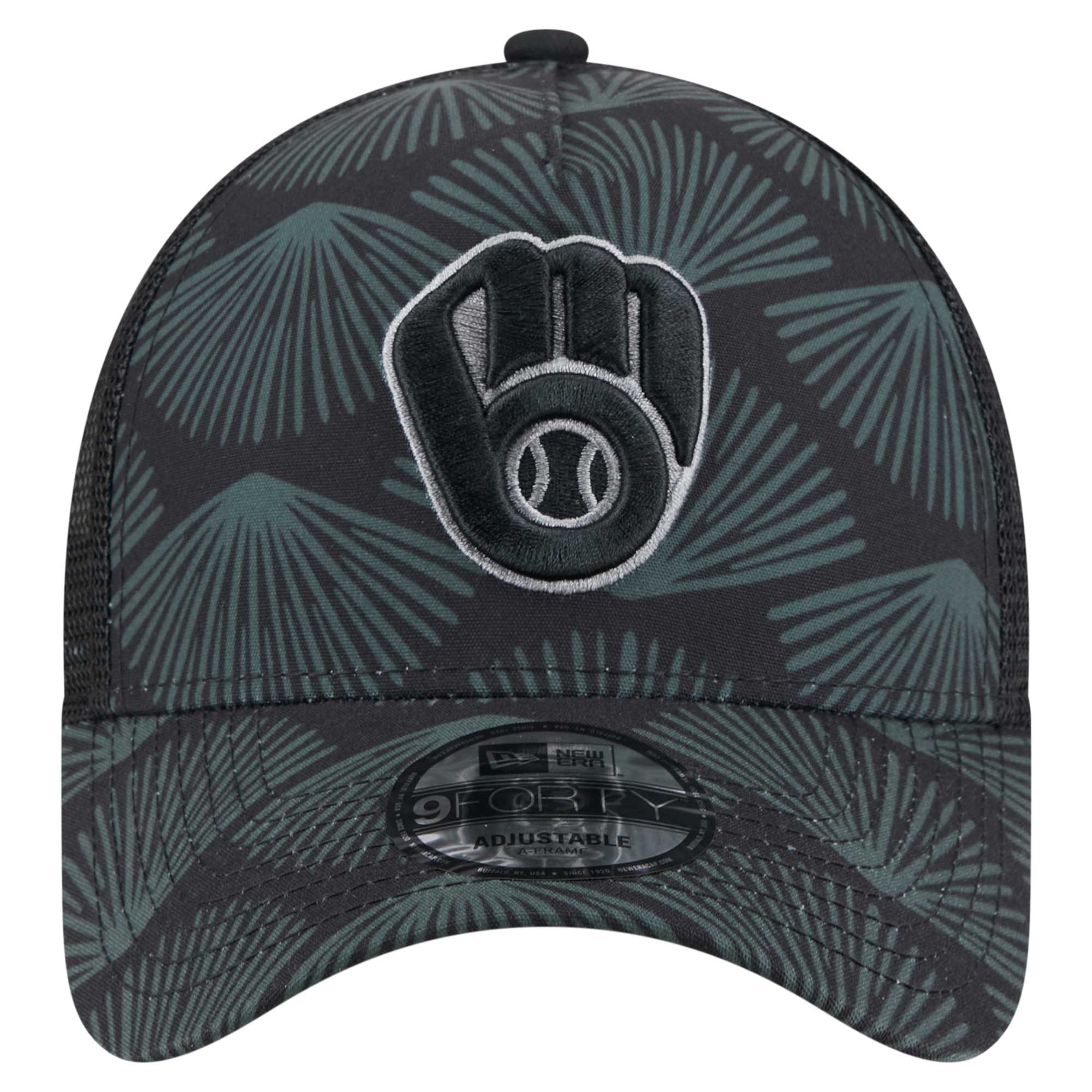 mens milwaukee brewers new era black 9forty a-frame trucker adjustable hat | Milwaukee Brewers Hats MLB Hats & Jerseys Collection