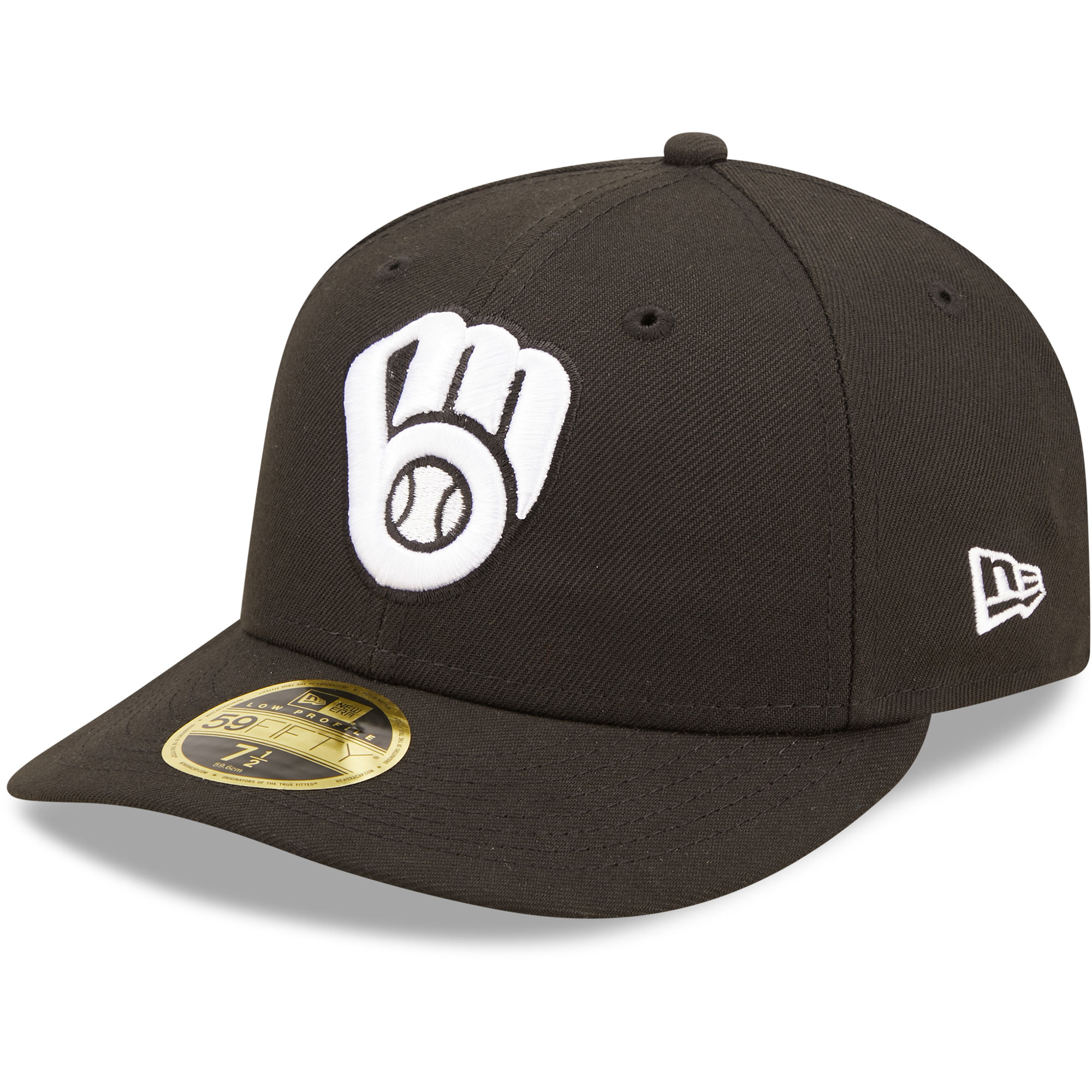 mens milwaukee brewers new era black  white low profile 59fifty fitted hat | Milwaukee Brewers Hats MLB Hats & Jerseys Collection