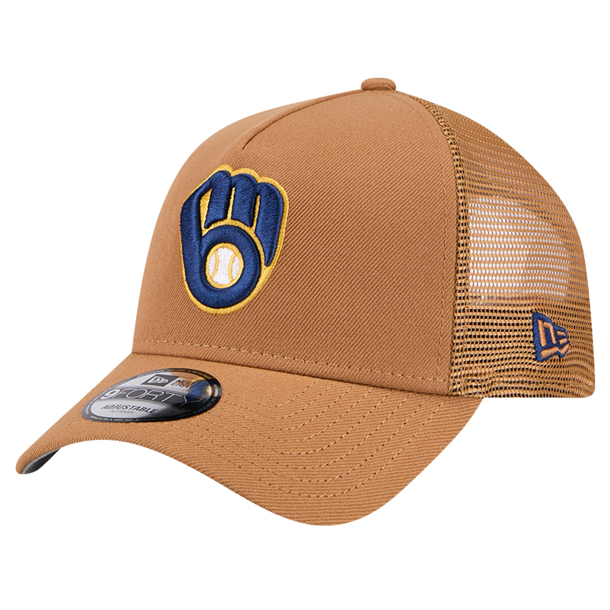 mens milwaukee brewers new era brown a-frame trucker 9forty adjustable hat | Milwaukee Brewers Hats MLB Hats & Jerseys Collection