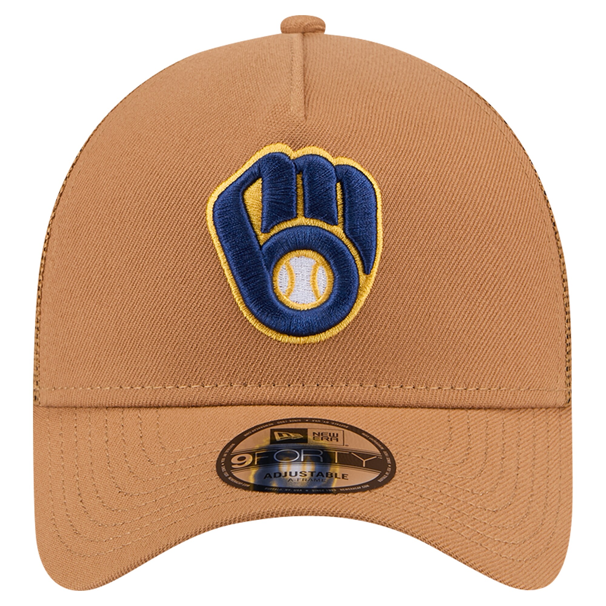 mens milwaukee brewers new era brown a-frame trucker 9forty adjustable hat | Milwaukee Brewers Hats MLB Hats & Jerseys Collection