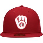 mens milwaukee brewers new era cardinal white logo 59fifty fitted hat | Milwaukee Brewers Hats MLB Hats & Jerseys Collection
