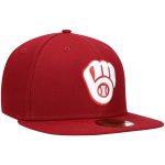 mens milwaukee brewers new era cardinal white logo 59fifty fitted hat | Milwaukee Brewers Hats MLB Hats & Jerseys Collection