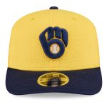 mens milwaukee brewers new era goldnavy 2025 spring training 9seventy stretch-snap trucker hat | Milwaukee Brewers Hats MLB Hats & Jerseys Collection