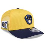 mens milwaukee brewers new era goldnavy 2025 spring training 9seventy stretch-snap trucker hat | Milwaukee Brewers Hats MLB Hats & Jerseys Collection