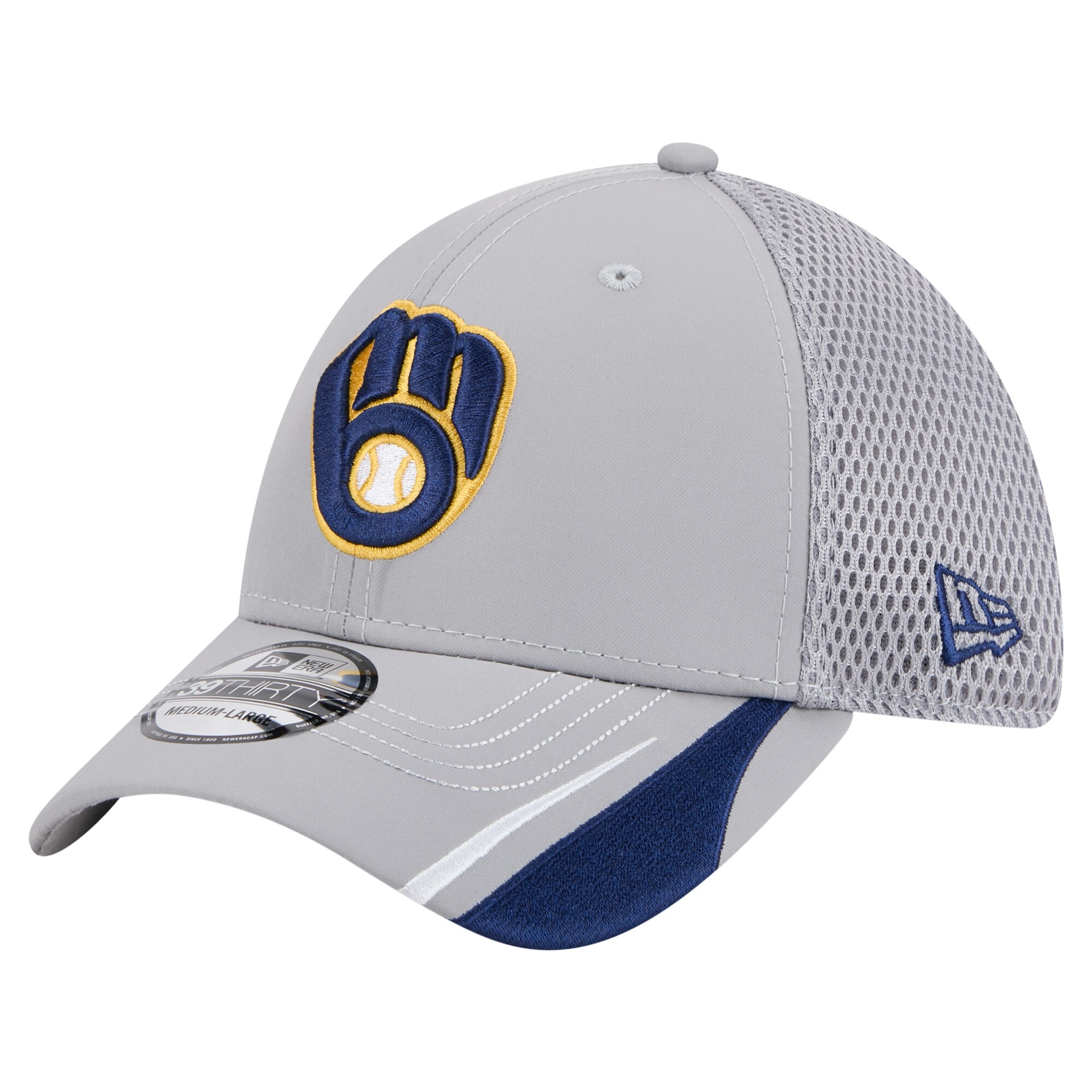 mens milwaukee brewers new era gray linear 39thirty flex-fit hat | Milwaukee Brewers Hats MLB Hats & Jerseys Collection