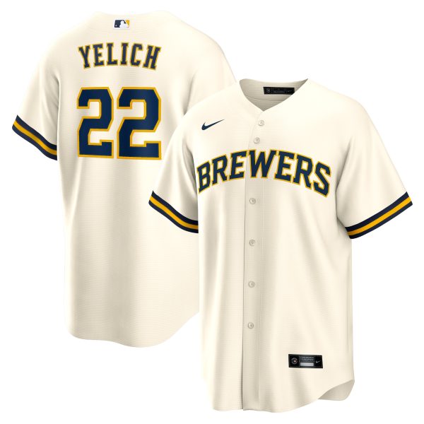 mens milwaukee brewers christian yelich nike cream alternate replica player jersey | Milwaukee Brewers Hats MLB Hats & Jerseys Collection