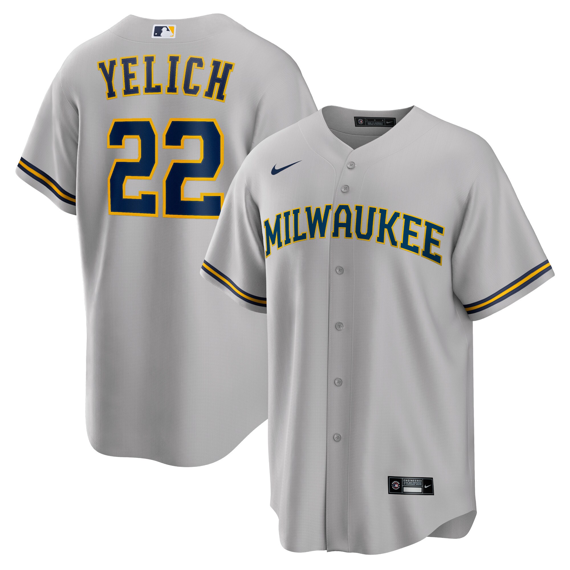 mens milwaukee brewers christian yelich nike gray alternate replica player jersey | Milwaukee Brewers Hats MLB Hats & Jerseys Collection
