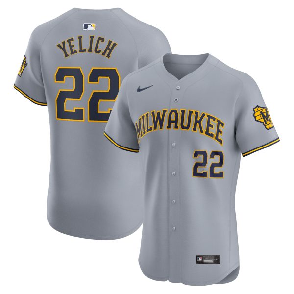 mens milwaukee brewers christian yelich nike gray road elite player jersey | Milwaukee Brewers Hats MLB Hats & Jerseys Collection