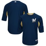 mens milwaukee brewers majestic navygold authentic collection on-field 34-sleeve batting practice jersey | Milwaukee Brewers Hats MLB Hats & Jerseys Collection