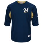 mens milwaukee brewers majestic navygold authentic collection on-field 34-sleeve batting practice jersey | Milwaukee Brewers Hats MLB Hats & Jerseys Collection