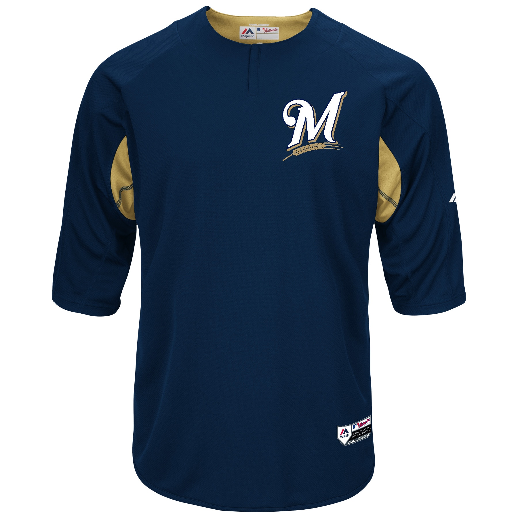 mens milwaukee brewers majestic navygold authentic collection on-field 34-sleeve batting practice jersey | Milwaukee Brewers Hats MLB Hats & Jerseys Collection