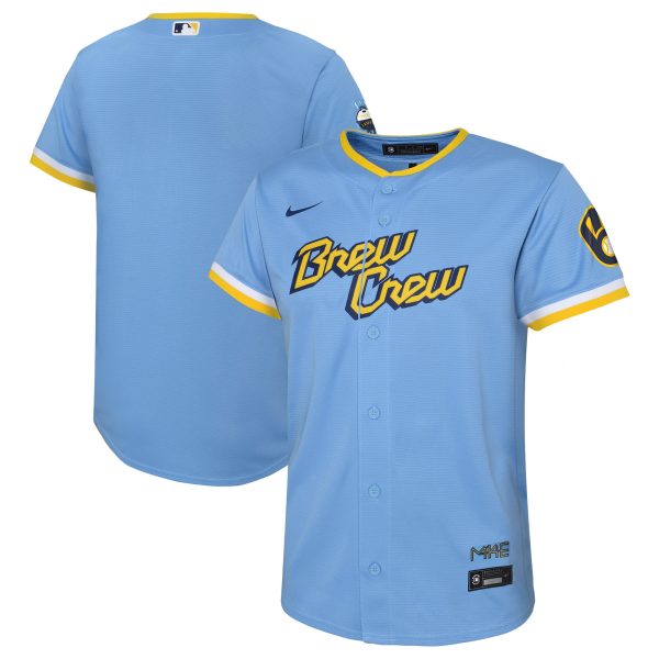 preschool milwaukee brewers christian yelich powder blue city connect replica player jersey | Milwaukee Brewers Hats MLB Hats & Jerseys Collection