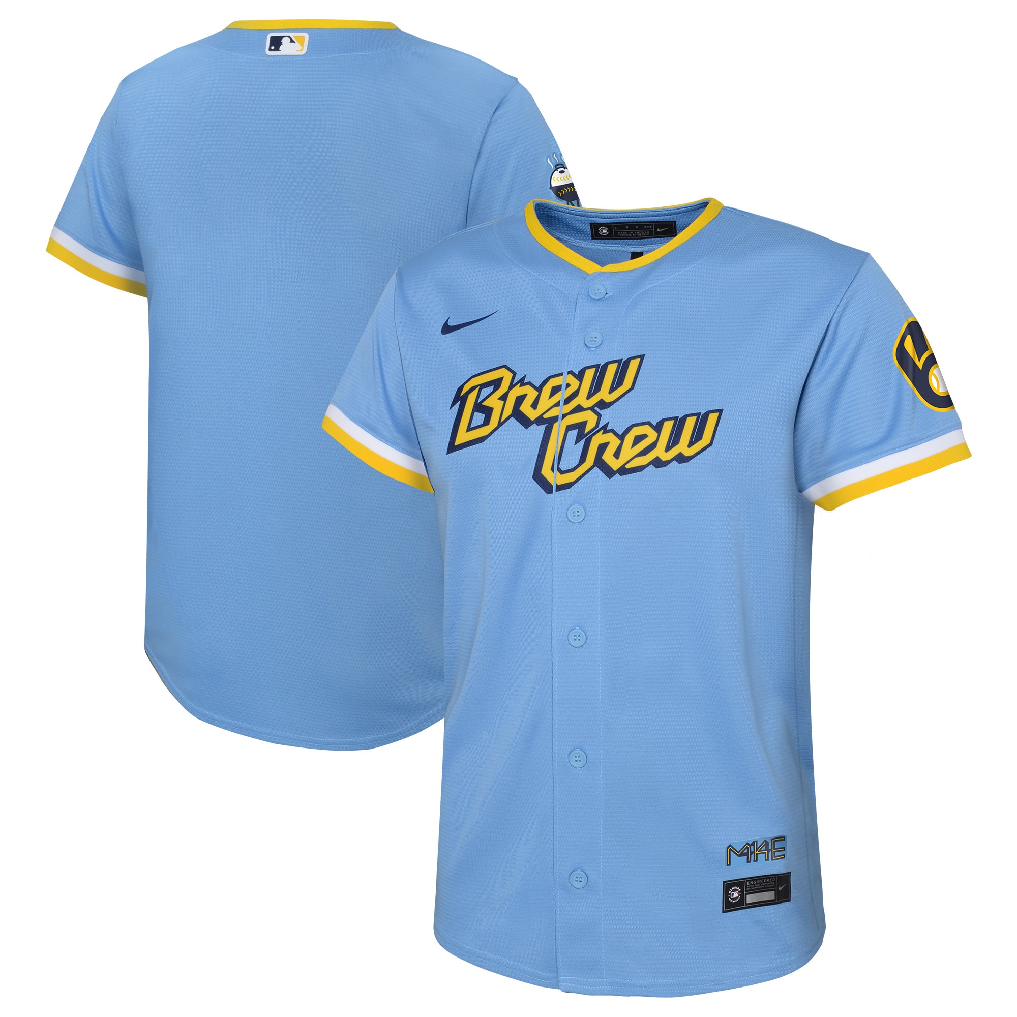 preschool milwaukee brewers christian yelich powder blue city connect replica player jersey | Milwaukee Brewers Hats MLB Hats & Jerseys Collection