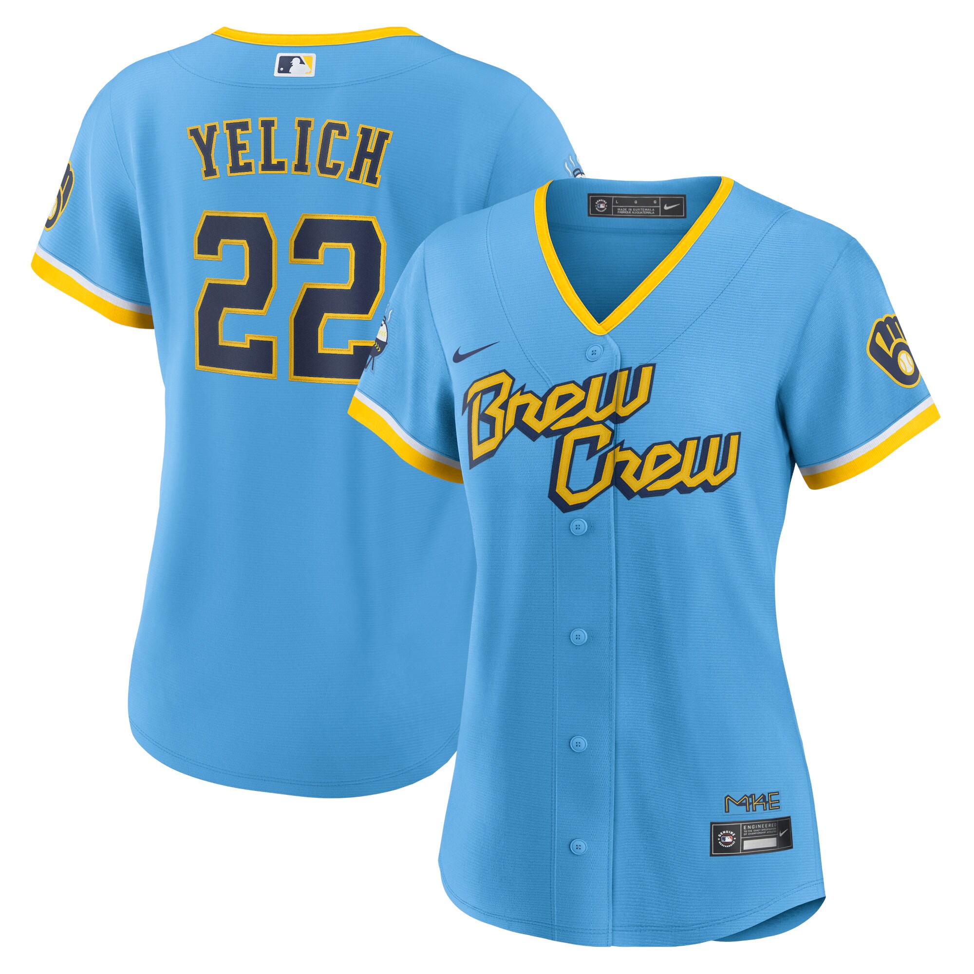 womens milwaukee brewers christian yelich nike powder blue city connect replica player jersey | Milwaukee Brewers Hats MLB Hats & Jerseys Collection