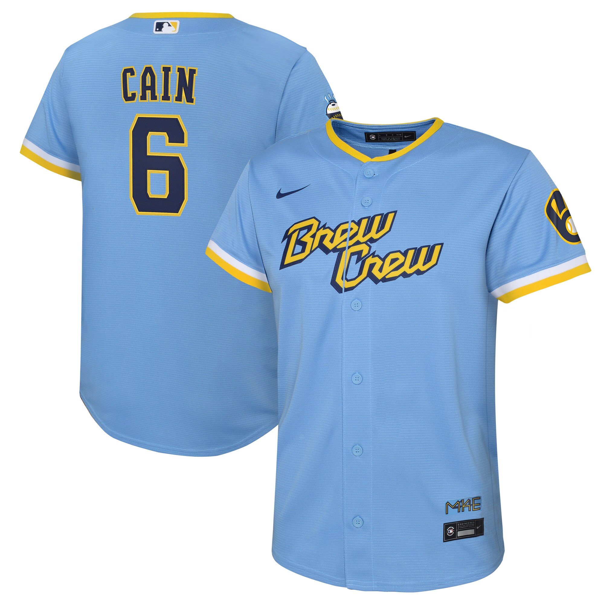 youth milwaukee brewers lorenzo cain nike powder blue city connect replica player jersey | Milwaukee Brewers Hats MLB Hats & Jerseys Collection